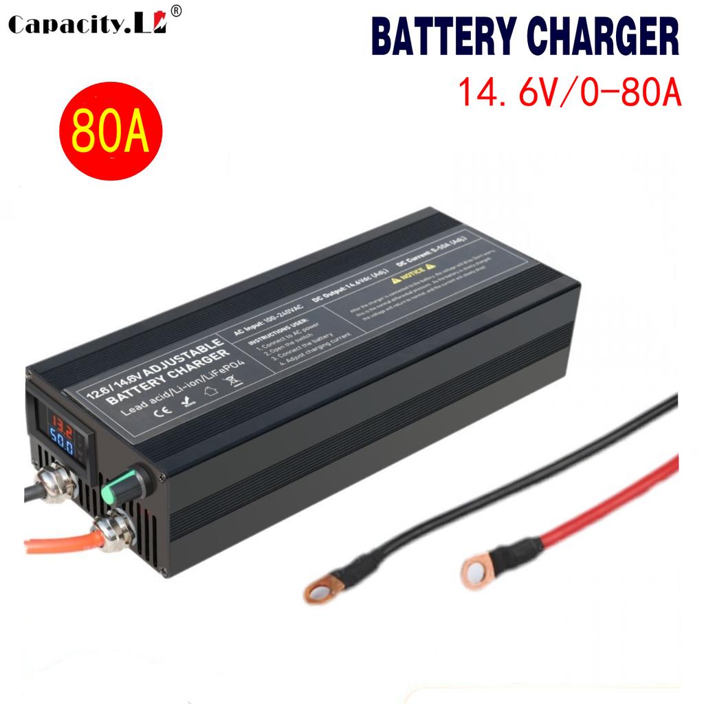 Портативное зарядное устройство для аккумуляторов Lifepo4 12V100A 40A 50A 60A 85A с регулируемым напряжением и током Anderson
