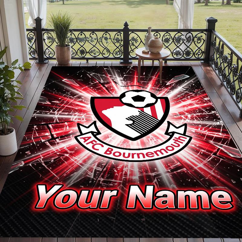 Custom Text Printed Rug Bournemouth Football Non Slip Floor Carpet For Home Room Decor