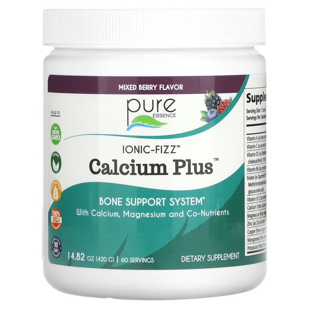 Pure Essence Ionic-Fizz, Calcium Plus, Mixed Berry Flavor, 14.82 Oz (420 G)