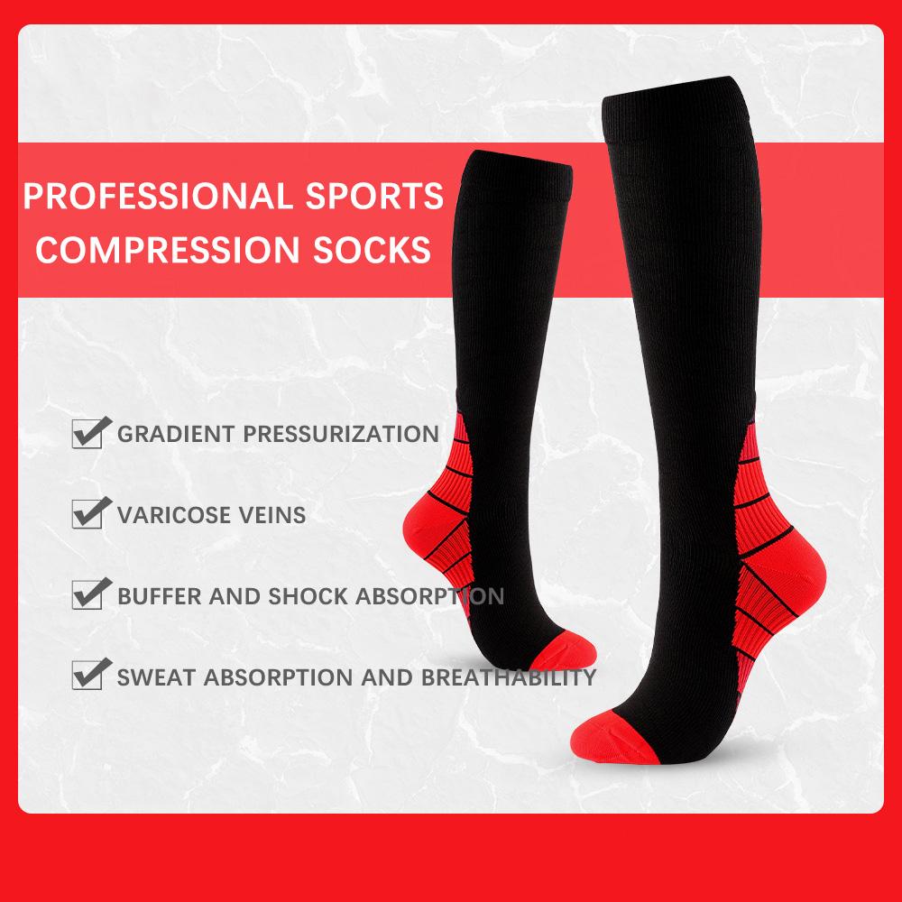 Двухцветный спортивный чулок до икры Простой и персонализированный длинный до колена Мужской и женский компрессионный носок для велоспорта