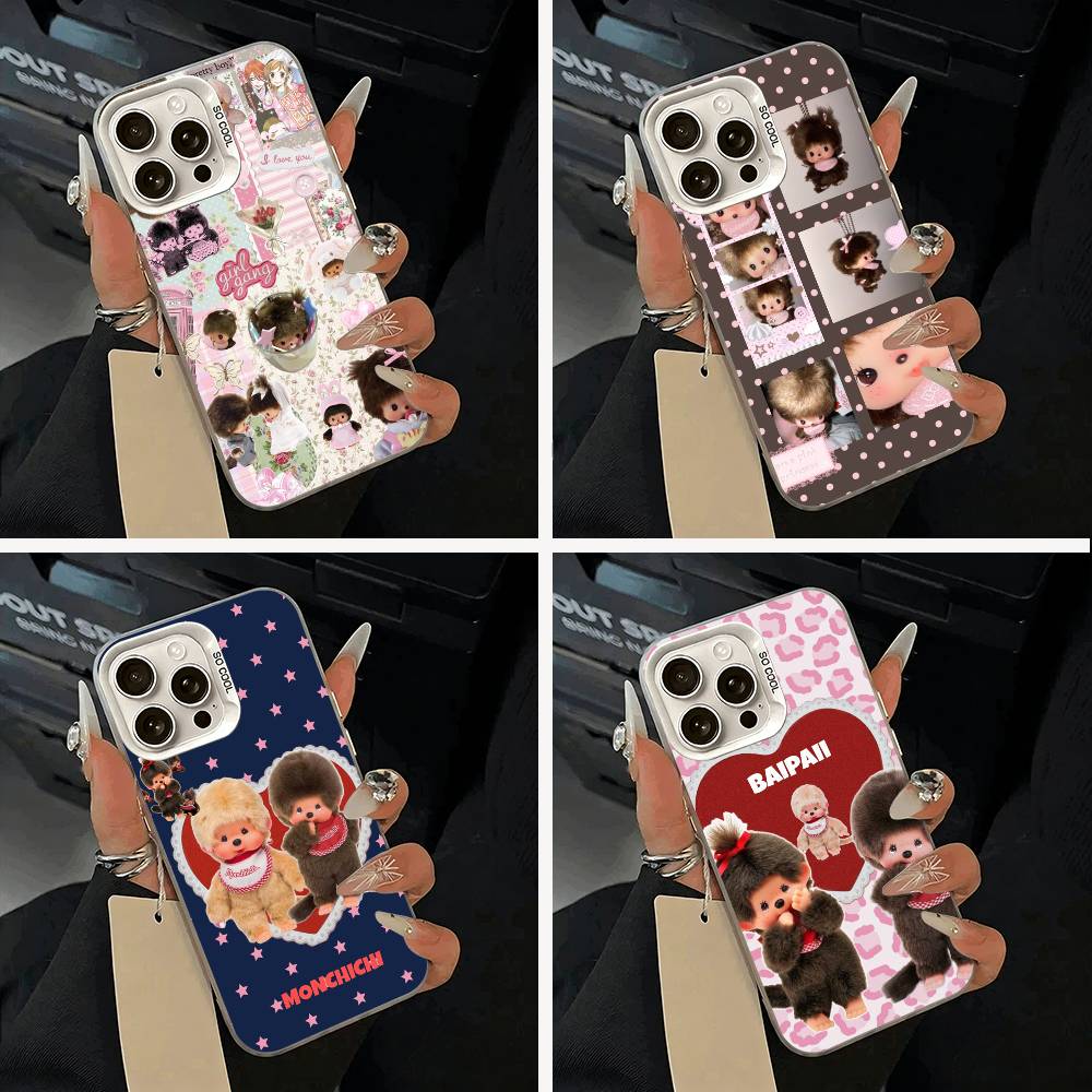 Милый Чехол Для Телефона M-monch-hichis Для IPhone 17 Air 16 15 14 13 12 11 Pro Max Белый Серебристый Жесткий Чехол