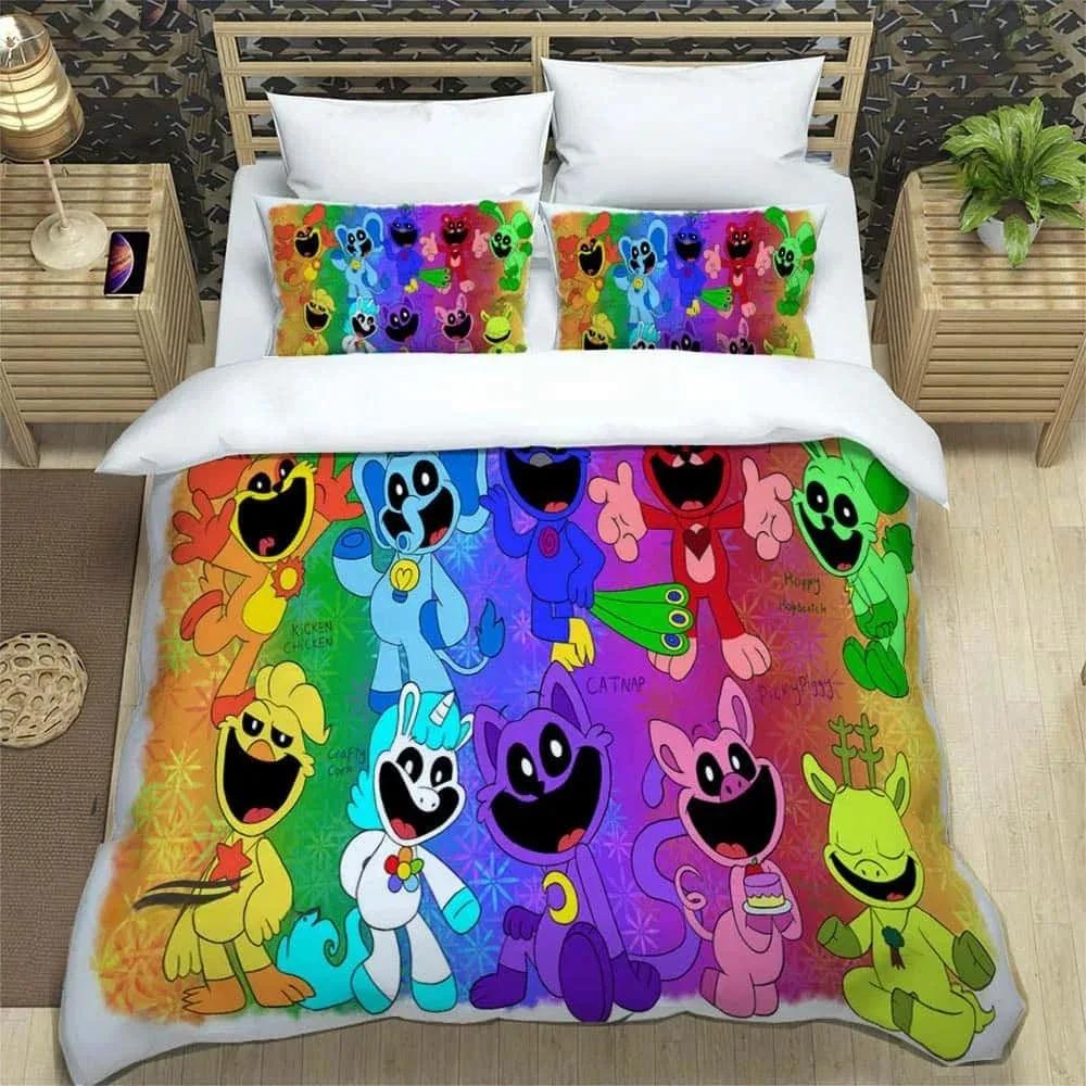3D мультфильм S-улыбающиеся зверьки Постельные комплекты изысканный комплект постельных принадлежностей пододеяльник одеяло комплект постельного белья роскошный подарок на день рождения
