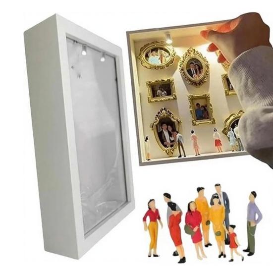DIY Mini Museum Silhouette Box with Light Custom Photo Memory Display Case Personalized DIY Shadow Box Frame Kit with Mini Frames for Anniversary Home