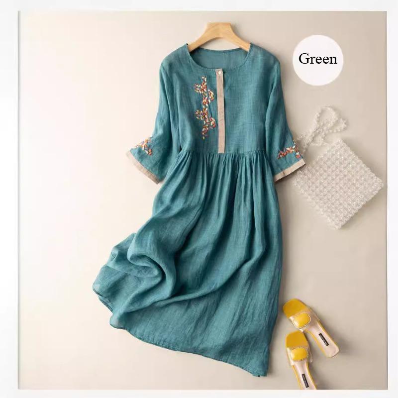 Летнее Новое Модное Женское Свободное Платье с Короткими Рукавами