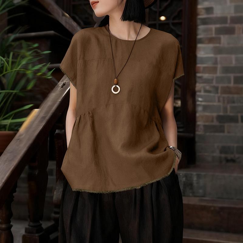 ZANZEA Женские повседневные футболки с круглым вырезом, однотонные, летние, с коротким рукавом