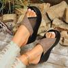 Large Size Slip On Flat Sandals With Fabric Upper For Summer Vacation