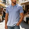Мужская футболка-henley с коротким рукавом, повседневная, на пуговицах, легкая, дышащая, смесовая хлопковая, летняя