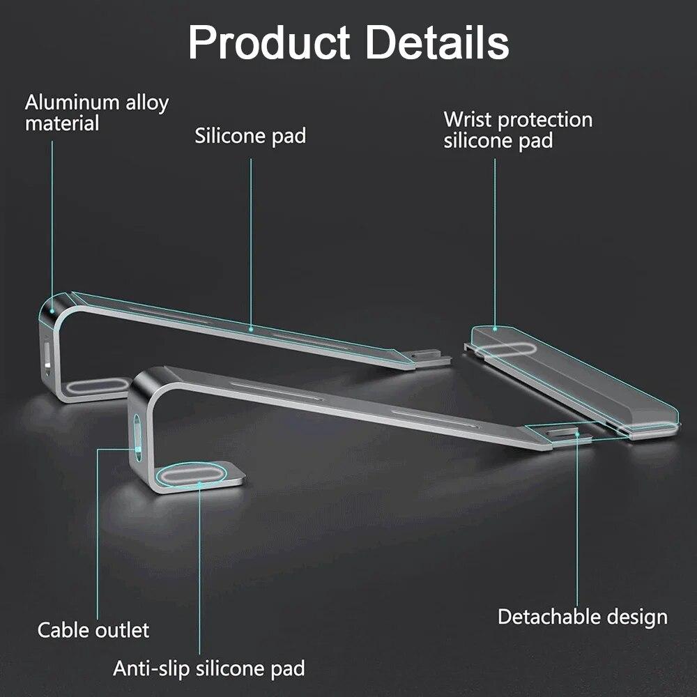 Эргономичная подставка для ноутбука из алюминиевого сплава, подставка для ноутбука из алюминия, портативная подставка для ноутбука с подставкой для запястья