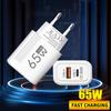 Jami 65W USB C Zaryadlovchi GaN Tez Zaryadlovchi Devor Zaryadlovchi iPhone Samsung Xiaomi uchun Tez Zaryadlash EU/US Vilkasi Telefon Zaryadlovchi Adapter