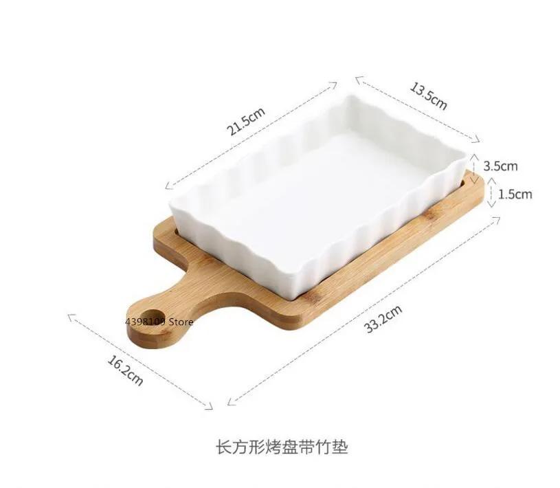 Ceramic Plate Fruit Salad Bowl Wooden Tray Japanese Tableware Kitchen Cooking Tools Home Baking Dish Sauce