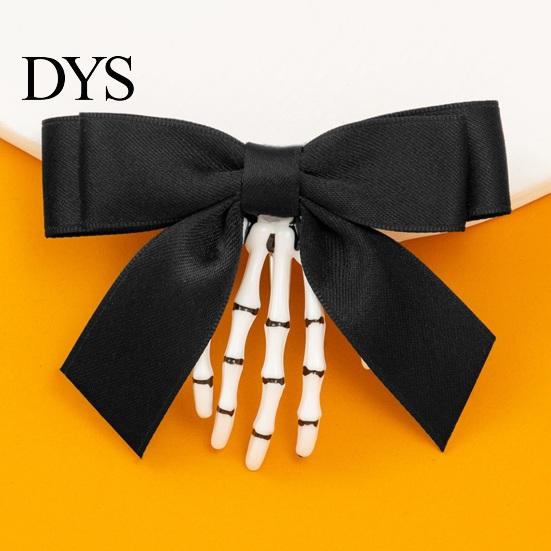 Gothic Lolita Hair Pins Halloween Skeleton Hand Bow Hairpin, Retro Skull Claw Clip for Women Statement Accessories Girls Girls, Style Decorative