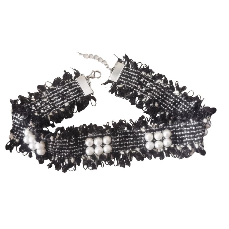 Маленькое цветочное жемчужное колье-чокер Сладкое крутое колье Цепочка на шею Темпераментный шейный ободок Ювелирные изделия Цепочка-колье на ключицу