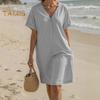 Женское повседневное платье-футболка с V-образным вырезом и коротким рукавом, свободное платье, летний пляжный сарафан для путешествий и отпуска