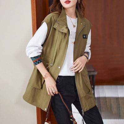 Жилет женский оверсайз хлопковый осенне-зимний с большими карманами, на молнии, повседневный однотонный ветрозащитный безрукавный топ