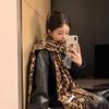 New Autumn and Winter Leopard Print Thickened Warm Fashion Daily Imitation Cashmere Fringed Scarf Scarf Shawl
