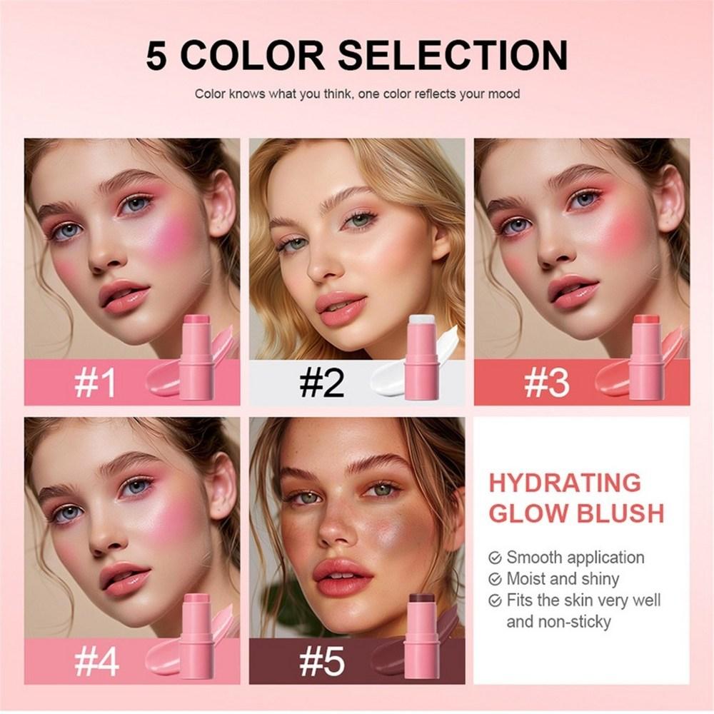 Увлажняющие сияющие румяна-стик для щек, увлажняющие, легкие и удобные, с прохладной текстурой для макияжа лица для женщин, 2 в 1