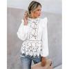 Women Boho Long Sleeve Floral Lace White Tops Blouses Hollow Back Summer Beach Elegant Shirt Harajuku Femme Clothes Party Tops