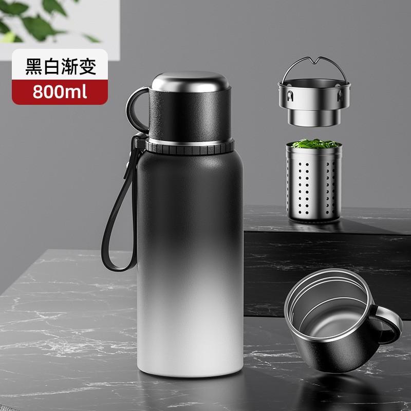 Mens Large Capacity Vacuum Insulated Stainless Steel Thermos With Temperature Display Tea Infuser