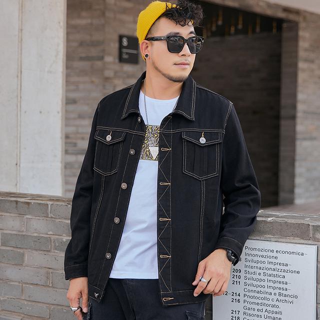 Мужская джинсовая куртка Trucker, повседневные классические джинсовые куртки, новые мужские пальто с отложным воротником, свободное пальто в консервативном стиле