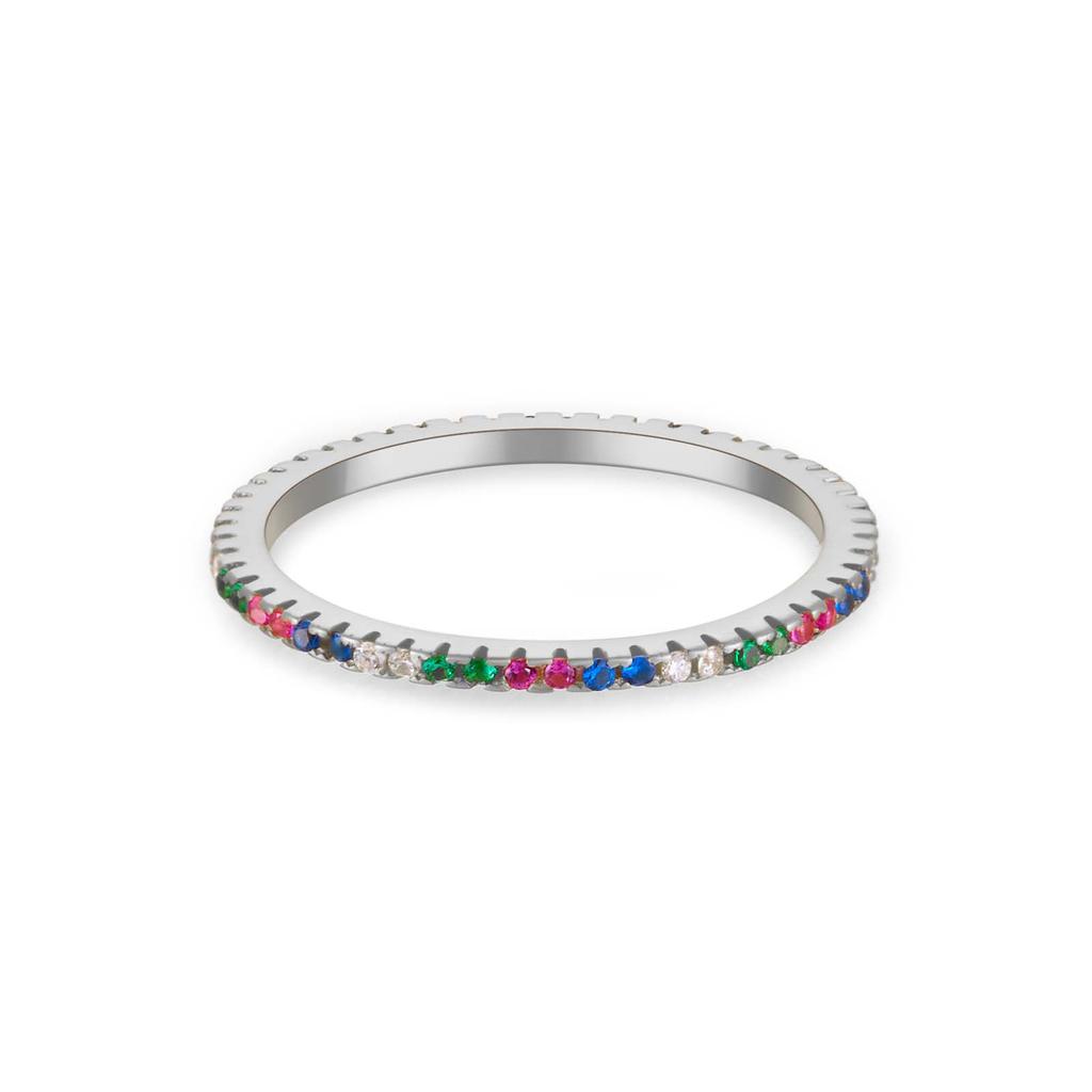 ANDYWEN Многоцветные кольца из стерлингового серебра 925 пробы, радужные, черные, белые роскошные женские украшения для 2023 года, ювелирные изделия из рок-панк-кристалла