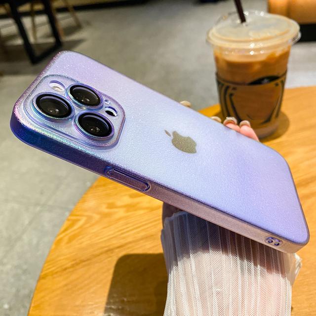 Роскошный матовый чехол для телефона с радужным лазерным градиентом для Iphone 14 11 12 13 Pro Max 14plus, прозрачная пленка, защитная пленка для камеры, жесткий чехол для ПК