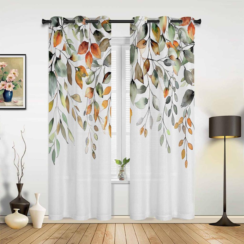 Листья Растение Сине-зеленые Шторы для Спальни Гостиной Шторы Кухни Детской Комнаты Оконные Шторы Современный Домашний Декор