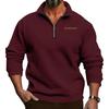 Fall Winter Men Sweatshirt Half Zipper Stand Collar Loose Solid Color Thick Plush