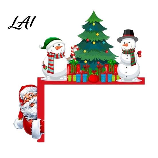 Holiday Home Decor Christmas Door Topper Wooden Corner Sign Santa Snowman Gingerbread Rustic Accents Man Frame for Party Decoration