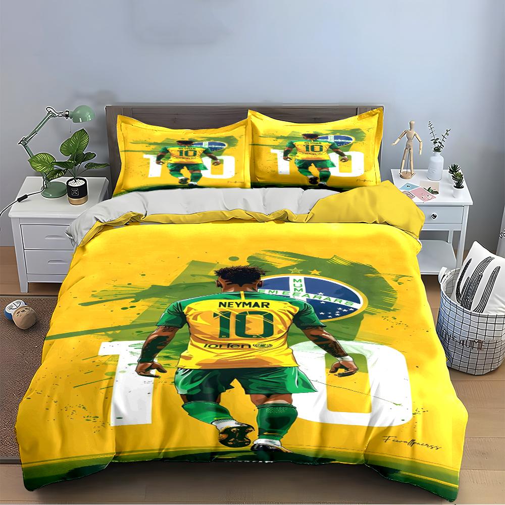 Yellow Brazil Soccer Bedding Set Bedding Duvet Cover Set Duvet Cover Pillowcases Home Decor (1 * Duvet Cover 2 * Pillowcases, without duvet insert)