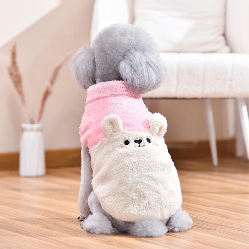 Осенне-зимний теплый плюшевый лоскутный плюшевый мишка, милый толстый жилет в форме кролика, собаки, кошки, мультяшная одежда для маленьких собак и щенков