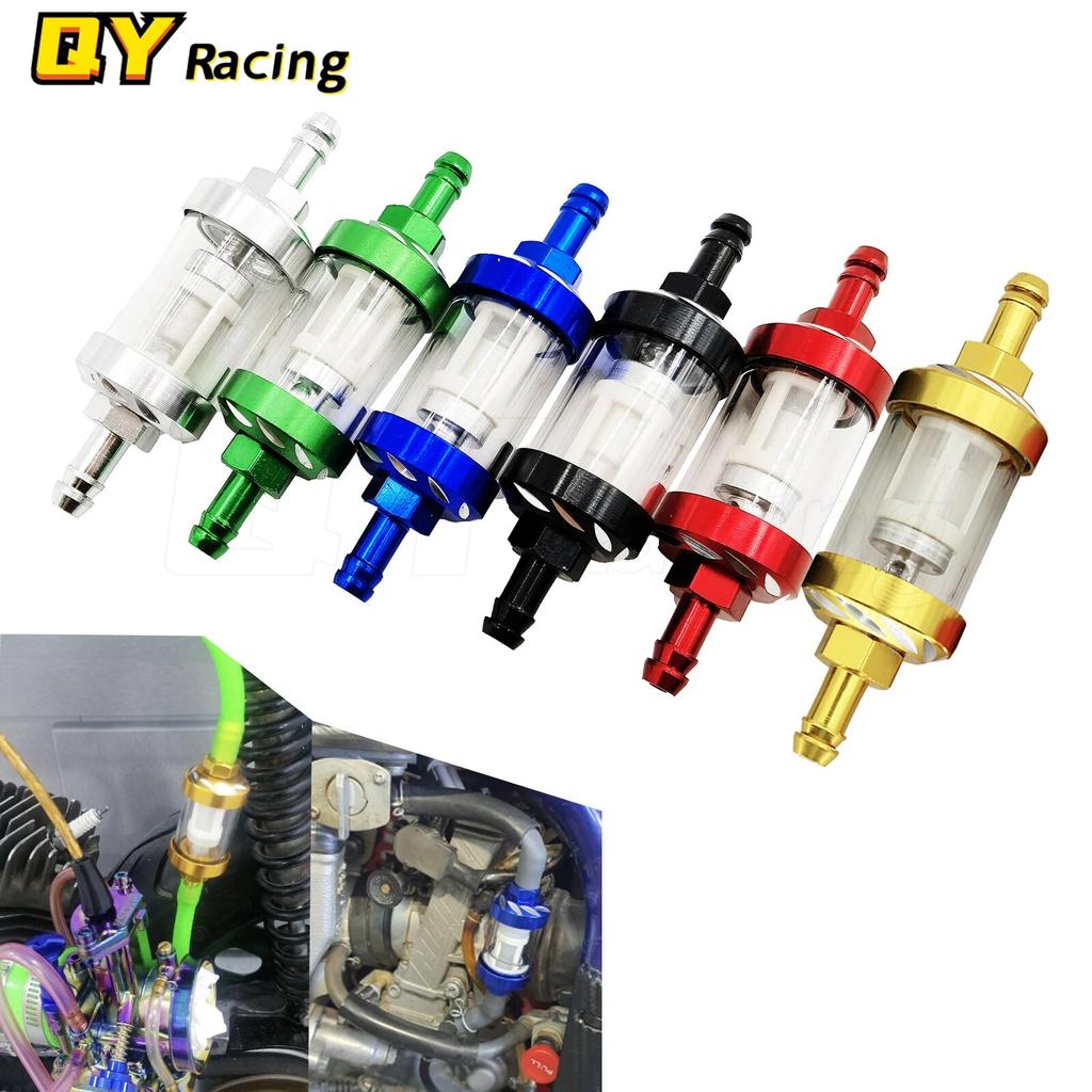 8mm CNC Aluminum Alloy Glass Motorcycle Gas Fuel Gasoline Oil Filter Moto Accessories For ATV Dirt Pit Bike Motocross