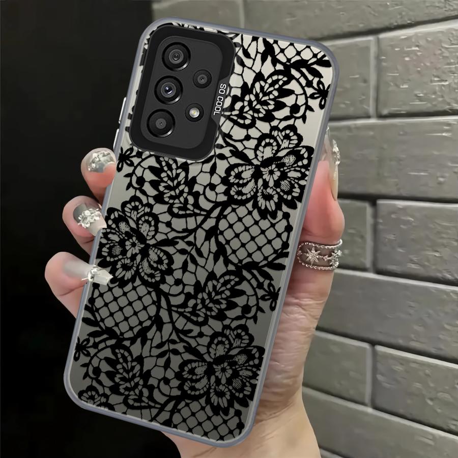 Чехол для Samsung Galaxy A56 A10 A20 A54 A03 A50 A51 A52 A06 A07 A71 A04 A05 A72 Задняя крышка телефона Черный Кружевной Крутой