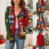 Women's Fashion Autumn And Winter Long Sleeve Knitted Jacket Christmas Cardigan Sweater Contrast  Christmas Sweater