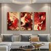 Red Gold Elegant Luxurious Marble Picture Abstract Wall Art Canvas Print Vibrant Poster for Gift Living Room Home Decor Cuadros