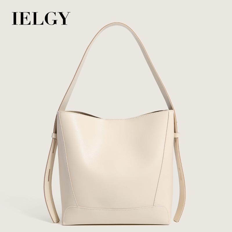 IELGY Women's Simple Solid Color Commuter Underarm Shoulder Bucket Bag, Versatile Large-capacity Tote Bag