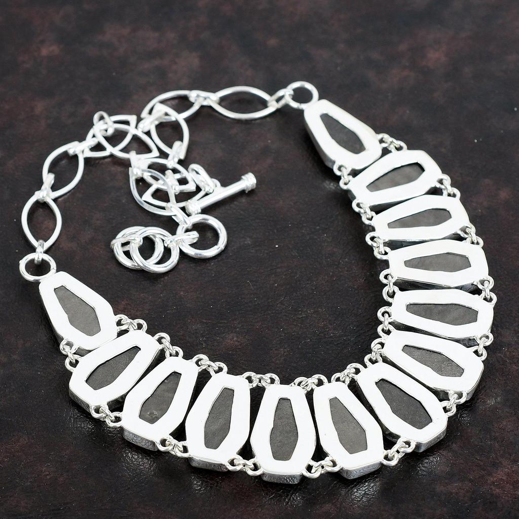 Faceted Silver Sheen Obsidian Necklace 925 Sterling Silver Necklace Adjustable Chain Necklace Handmade Jewelry Gemstone Necklace for Gifts