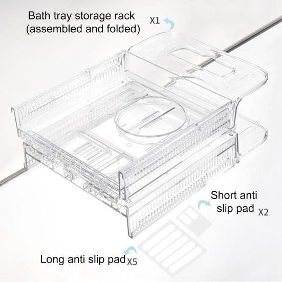 Expandable Bathtub Tray Caddy Strong Load-bearing Non-Slip Foldable Design Transparent Bath Accessories