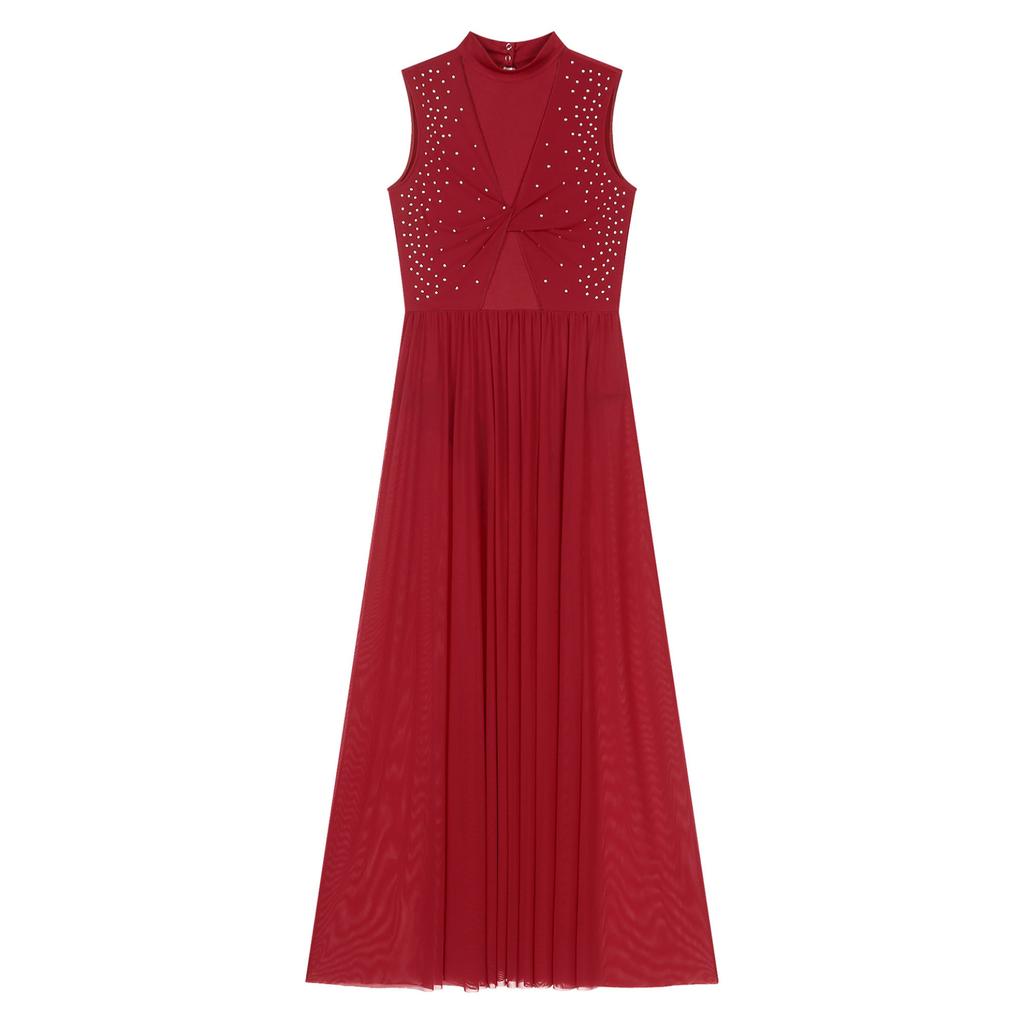 Современное танцевальное платье без рукавов с открытой спиной и прозрачной сетчатой накладкой для выступлений на сцене