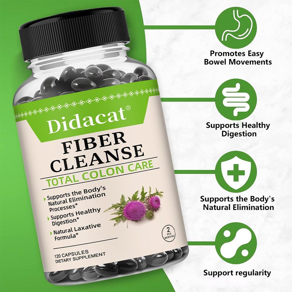 Didacat Fiber Cleanse Colon Care Capsules, Psyllium Husk, Senna, 120 Caps
