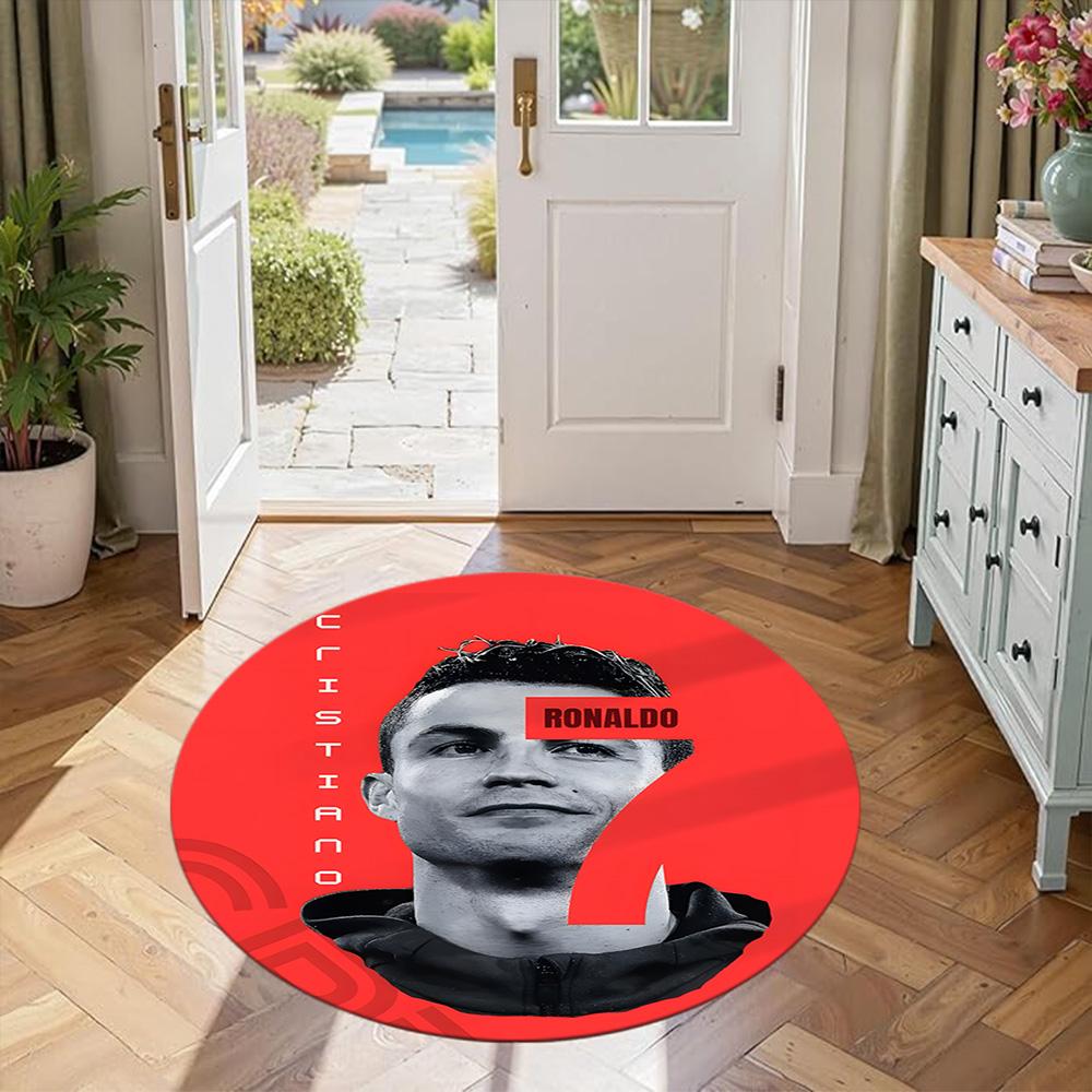 Ronaldo's Round Floor Mat Design for Balcony Bedrooms Kitchen Dormitory Antislip Round Carpet Office home decor Spiritual Gift
