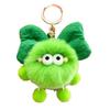 1Pcs Cartoon Cute Bow Briquette Elf Doll Pendant Keychain Cute Cross-Eyed Bow Fur Ball Doll Key Ring Toy