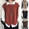 Women Knitted Vest O Neck Hem Warm Solid Color Wavy Soft Loose Casual Ladies Waistcoat Sleeveless Top