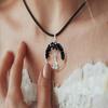 Black Tourmaline Natural Healing Crystals and Stones Crystal Pendants Necklace for Women