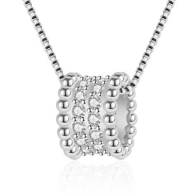 925 Sterling Silver New Woman Fine Jewelry High Quality Crystal Zircon Round Rose Gold Pendant Necklace Length 45CM