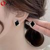 Элегантные черные квадратные серьги-пусеты с кристаллами для женщин