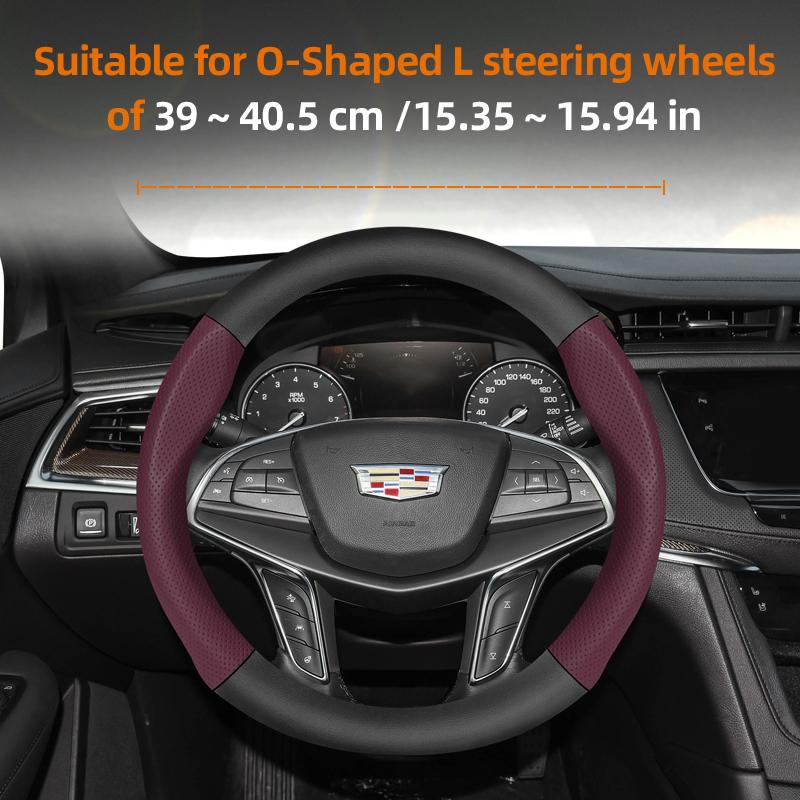 AABHX1 Suitable for Cadillac Breathable Hole Leather Matte Carbon Fiber Texture Steering Wheel Cover Suitable for Cts 2013 Ct4 Carbon Interior Ct5