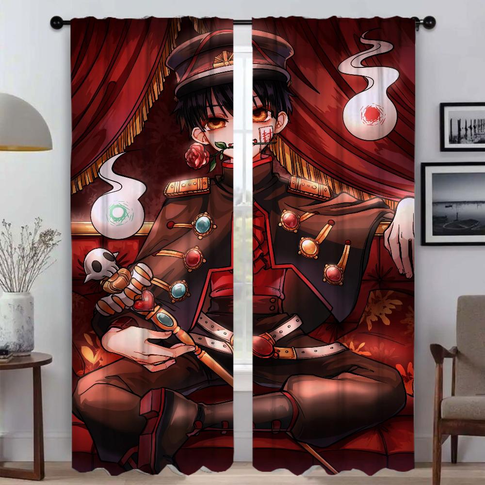 Hanako Kun Partition Kitchen Curtains for Camera Window Curtain for Room 2 Panel Home Interior Curtains Shades Living Blackout