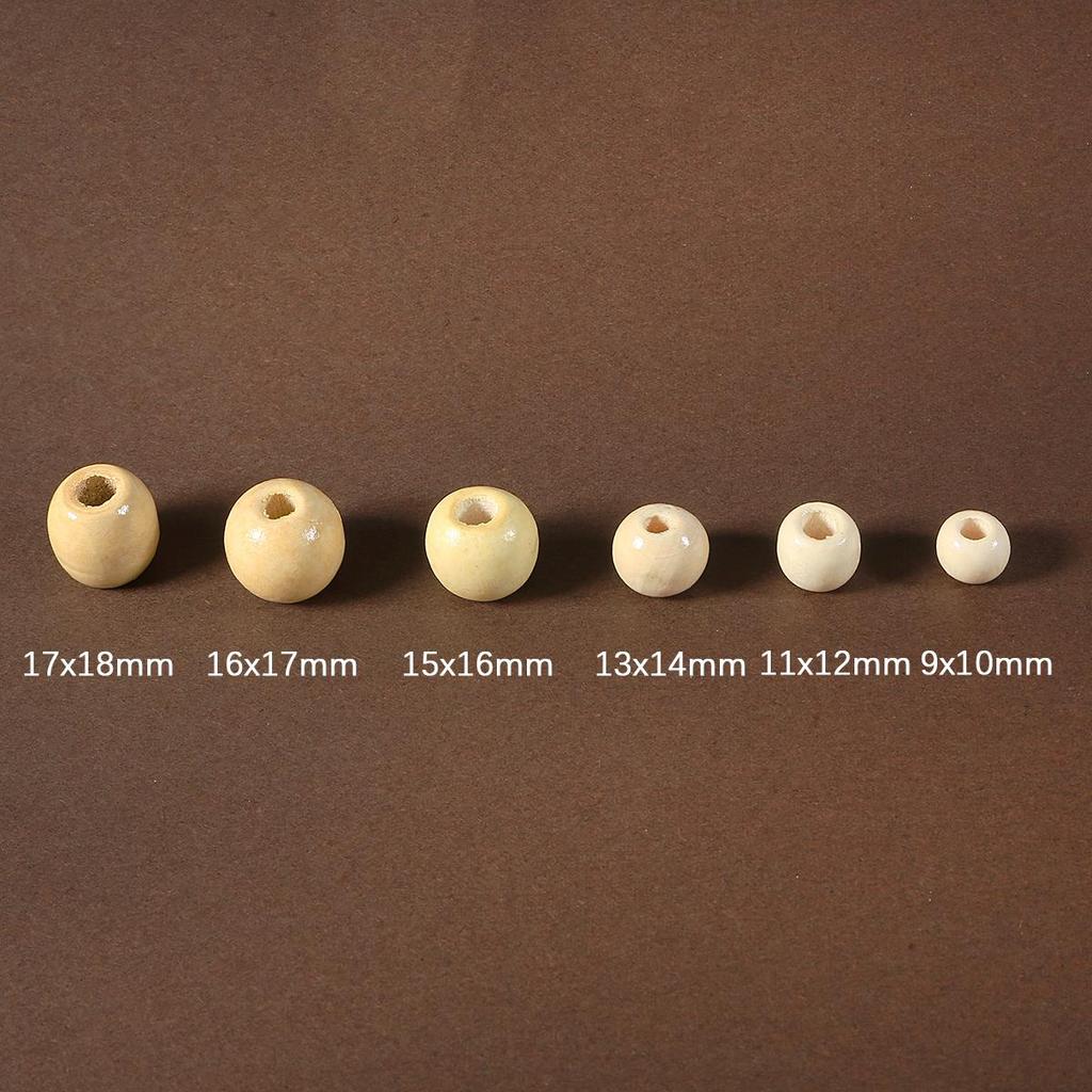 50PCS Big Hole Natural Wood Loose Beads Wooden Round Beads For Jewelry Making Bracelet Necklace Accessories DIY Crafts
