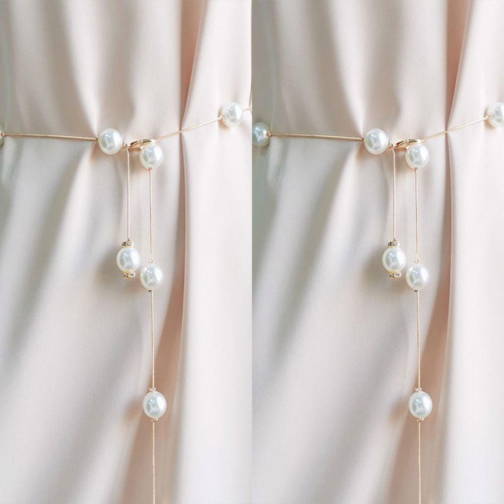 Skirt Pearl Waist Chain Women's Elegant Pearl Belt Dress Waist Chain Ladies Decorative Jewelry