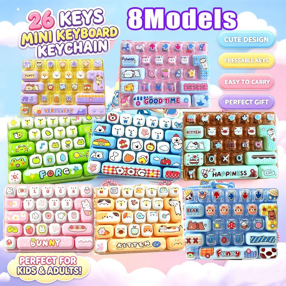 Брелок-клавиатура Fidget с 26 клавишами Механическая клавиатура Игрушка-антистресс Портативная кнопка для снятия напряжения Игрушка для снятия стресса Подвеска для рюкзака